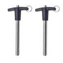 Vite 2pcs T-Handle Ball Locking Pins, 304 Stainless Steel Grip Push-Button Locking Quick Release Pin with Rope (Dia:7/16 inch, Usage Length:3 inch)
