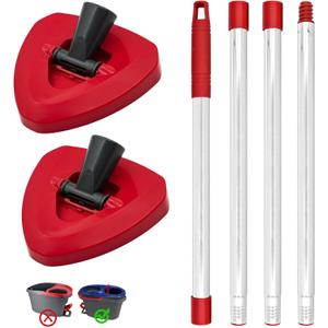Spin Mop Handle & 2 Mop Base Replacement for O-Cedar RinseClean 2 Tank System, Adjustable 30-58" Telescopic Mop Stick Pole, Lightweight Durable Mop Handle Replacement Parts