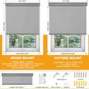 Cordless Blackout Roller Shades for Windows & Doors, Free-Stop Shades with Valance, UV Protection, Thermal Insulated Window Blinds for Home, Bedroom, Office, Gray, 27" W x 72" H