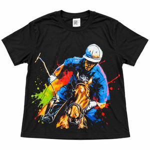 Colorful Jockey Boy on Mens Horse Racing T-Shirt 2XL