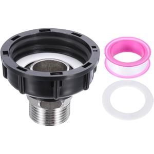 PATIKIL IBC Tote Adapter, 1" Male Thread to S60x6 2" Coarse Female Thread, 275-330 Gallon Water Tank Drain Adapter Garden Water Hose Connector, Black