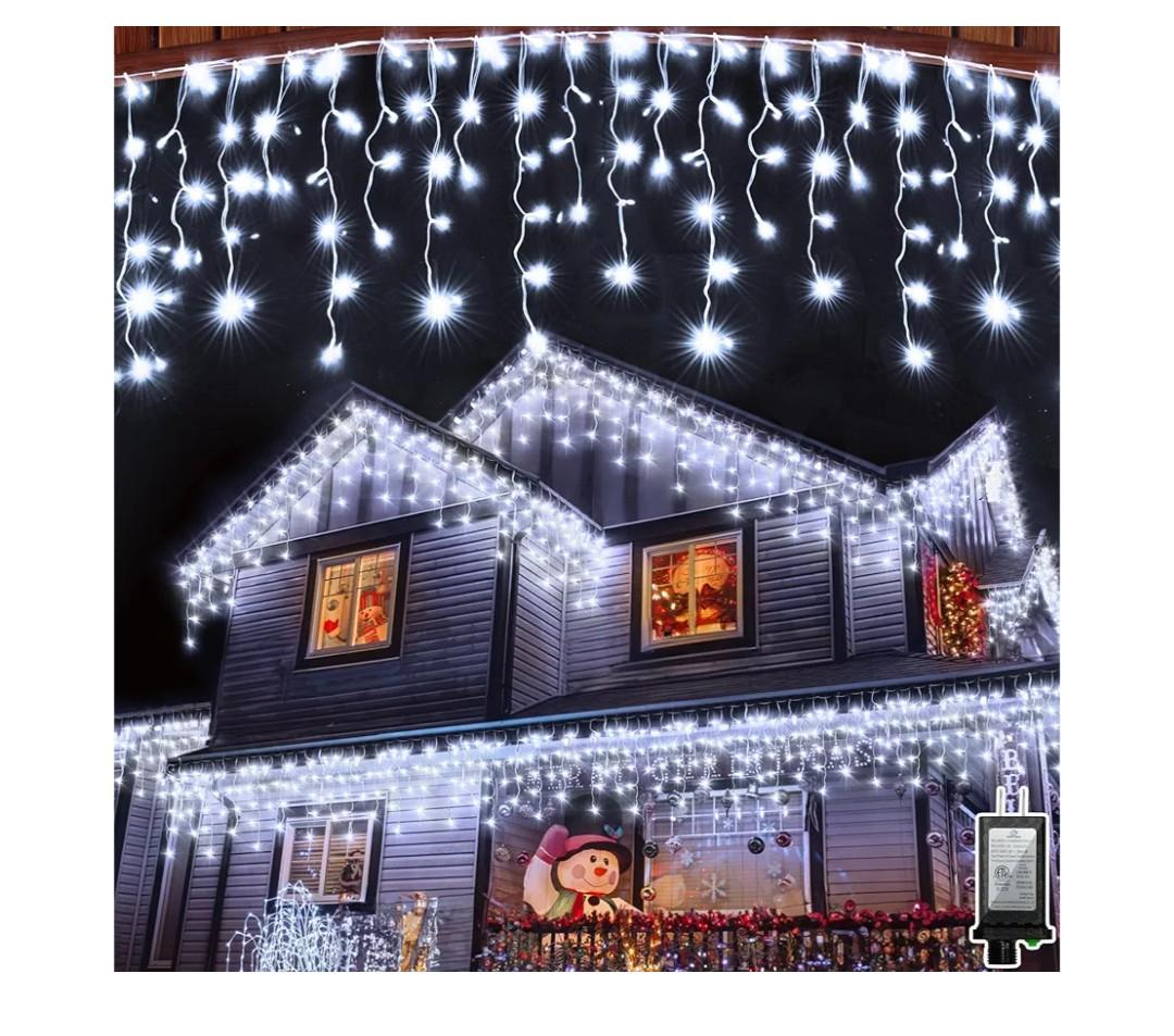 1620LED 164ft Christmas Lights, 360Drops 12 Modes Cool White Christmas String Lights Outdoor Dimmable, Waterproof Christmas Decoration Fairy Lights with Timer for Indoor Eaves Party Patio Window Fence