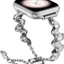 ZVVN Stainless Steel Tassel Band for Apple Watch Bands 38mm 40mm 41mm 42mm 44mm 45mm 49mm Women Men, Honeycomb Pattern Stainless Steel Metal Strap for iWatch SE Series 8 7 6 5 4 3 2 1 (Silver)