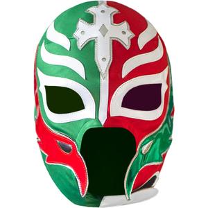 Three Mask | Genuine Mexican Luchador Mask (Pro-Fit Adult Size) | Authentic Lucha Libre Wrestling Mask | Made in Mexico | Green & Red