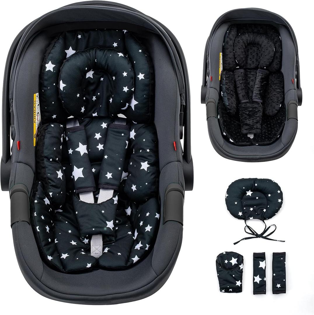 THE KENKYO Infant Insert with Extra Headrest, Adjustable Baby Car Seat Head Support with Shoulder Pads Set, Breathable Air Mesh Car Seat Insert for Newborn
