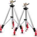 YAMATIC Impact Sprinkler on Tripod Base, 360 Degree Large Area, Heavy Duty Adjustable Pulsator Sprinkler for Lawn Yard and Grass, Spray up to 20-90ft, Brass Head, 2Pcs