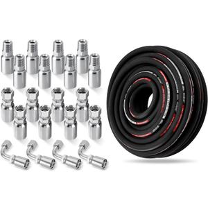 100FT 1/2" Hydraulic Hose with 24PCS Hydraulic Hose Fittings
Working Pressure 5800 PSI, SAE 100 R2AT 2-Wire Braided Hydraulic Tube with JIC Female & NPTF Male & JIC Female Elbow Fitting