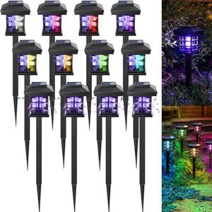 Mysora 12 Pcs Solar Bug Zapper Outdoor Waterproof 2 in 1 Mosquito Zapper Solar Powered Mosquito Fly Trap Repellent Lamp Kills Bugs LED Lamp Purple Colorful Light for Garden Yard Lawn (Colored Purple)