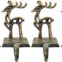 4 Pieces Reindeer Christmas Stocking Holder Christmas Hooks Skid Mantel Hooks Hanger for Fireplace Free Standing Christmas Decorations