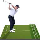DCQ Real Feel 5x4ft & 6x4ft Golf Hitting Mat, Large Golf Mat, Dual Turf, Fairway & Rough Artificial Grass, Golf Practice Mat Indoor & Outdoor, Driving & Chipping Pad with Cushion, Golf Simulator Mat