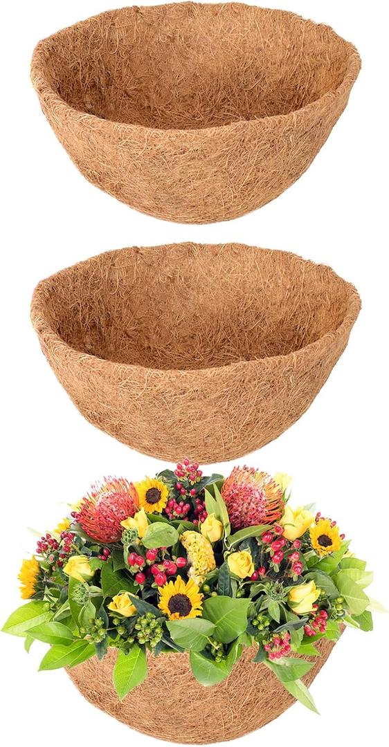 3 x Legigo 3 Pack 8 Inch Hanging Basket Coco Liners Replacement, 100% Natural Round Coconut Coco Fiber Planter Basket Liners for Hanging Basket Flowers/Vegetables