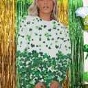 MYHALF St Patricks Day Sweatshirt Women Shamrock Long Sleeve Irish Festival Holiday Tee Short Sleeve Causal Top (White, L)