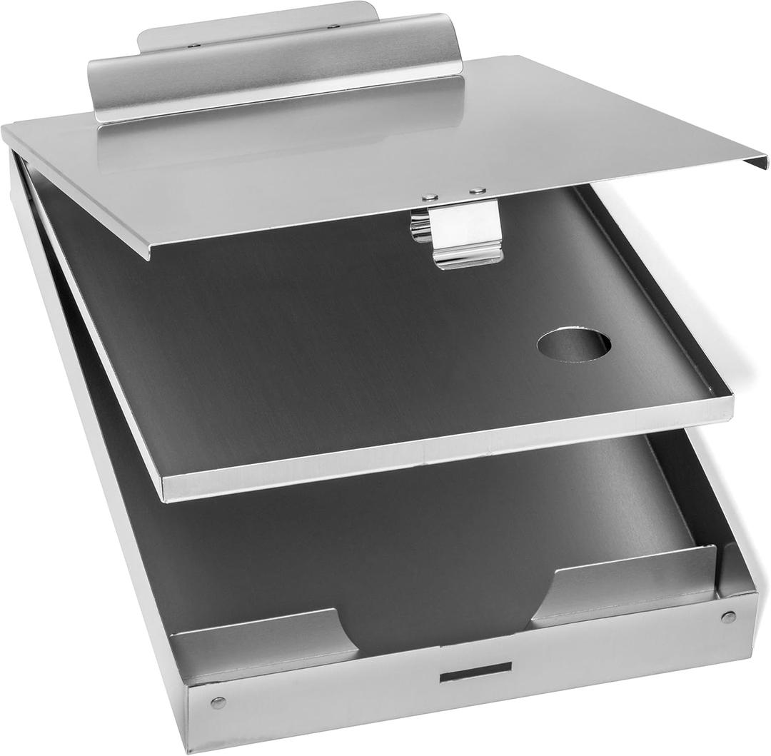 Blue Summit Supplies Aluminum Dual Storage Clipboard, 2 Compartments, Large Heavy Duty Clip for Letter Paper, Great for Office, Jobsite or Classroom