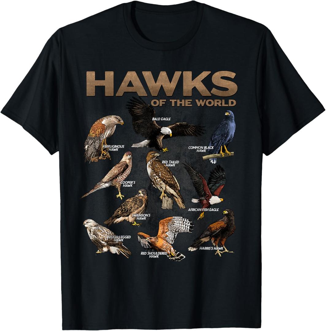 Hawks Animals of The World Educational Birds of Prey Birder T-Shirt 4T