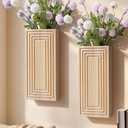 Wooden Wall Planter Vase,2 Pack Natural Wood Hanging Planter for Indoor Fake Plants Modern Boho Farmhouse Wall Art Decor for Home Kitchen Modern Farmhouse Bathroom Living Room Dining Room