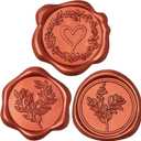 60 Pcs Burnt Orange Wax Seal Stickers Self-Adhesive Envelope Seals Stamp Stickers, Perfect for Wedding Invitations Seating Chart Christmas Gift Wrapping 3 Designs in 1 Pack