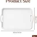 Set of 2 Large White Melamine Serving Tray with Handles, Rectangular Outdoor Dinner Tray Plastic Fruit Serving Platters Trays for Eating, Appetizer, Charcuterie, Snack, Fruit, Desserts, Food Parties