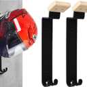 Heavy Duty Helmet Rack Wall Mount with Extra Long Hooks 2 pcs - Motorcycle Helmet Holder Organizer for Oversized Helmets, Motorcycle Accessories Display Stand Garage Entryway