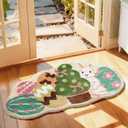Ashler Easter Bathroom Rug, Egg and Bunny Soft Tufted Absorbent Bath Mat for Easter Decor, Green Area Rugs for Front Door, Living Room Bedroom, Kitchen, 23.5x45IN