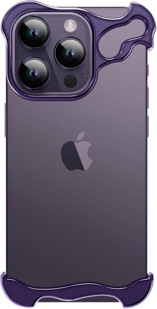 Phone Case Compatible with iPhone 14 Pro Compatible with Lens Camera Protection, Frameless Minimalist Design, Extremely Highlighting Personality (Aluminum Purple)