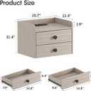 Floating Nightstand Set of 2 with 2 Storage Drawers and Charging Station Wood Wall Mounted Bedside End Table Modern Night Stands Set 2 for Bedroom,Small Space,Grey Black, 15.8 inches x 11.5 inches x 11.5 inches