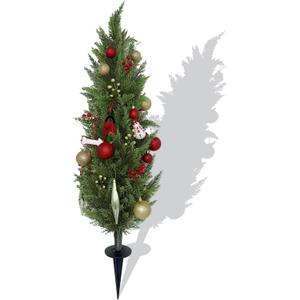 45Inch Outdoor Christmas Tree Stake with 41 Ornaments & Decorations-Weather-Resistant Holiday Lawn Decor-Mini Christmas Tree Ground Stake for Yard Garden Pathway Decor (115CM)