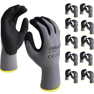 Corestar Safety Work Gloves Sandy MicroFoam Nitrile Palm Coated Seamless Nylon Micro-Foam Gloves 10 Pairs, L