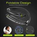Bluetooth Headset, 2026 Upgraded Neckband Bluetooth Headphones with Retractable Earbuds, Noise Cancelling Stereo Earphones with Mic, Foldable Wireless Headphones for Sports Office with Carry Case