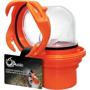 Clear RV Sewer Hose Elbow with 4-in-1 Adapter 360-Degree Rotation and Odor-Tight Protection Fits 4 Sizes of Dump Station Inlets