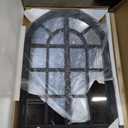Arched Wall Mirror with Windowpane, 26"x38" Black Wood Mirror for Wall