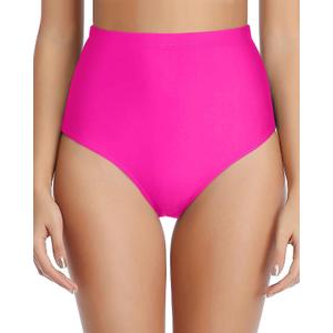 Tempt Me Women Retro High Waisted Bikini Bottoms Tummy Control Swimsuit Bottoms (Pink) M