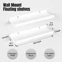 RICHER HOUSE 5 Set White Floating Shelves, Wall Mounted Shelves for Wall Decor, Modern Picture Ledge Shelf with Lip for Storage Nursery, Bedroom, Living Room, Bathroom - White