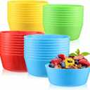 Yinder 36 Pcs Kids Bowl sets 10 oz Kids Plastic Bowls Colorful Toddler Microwave Dishwasher Safe Cereal Salad Dessert Soup for Home Parties Events School, Red Green Blue and Yellow