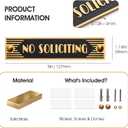 Brass No Soliciting Sign 5" - Classic Art Deco Style, Brushed Matte Finish, Hidden Screws and Nanotape Adhesive for Front Door, Wall Decor, Home, Office, Business - Rectangle