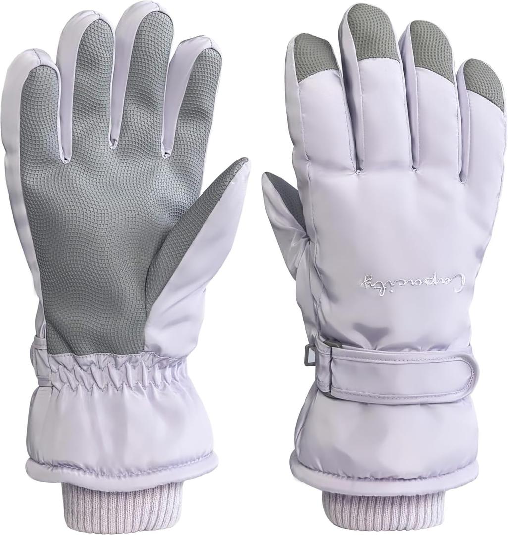 Bototack Winter Women Ski Gloves, Waterproof Touch Screen Snow Gloves, Warm Windproof Snowboard for Skiing Hiking Cycling (Purple)