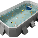 Foldable Swimming Pool, Rectangular Above Ground Swimming Pool for Outdoor Family Square Pool with Drain Plug and Drain Hole, Easy to Assemble, Pool for Backyard Dog Pools (2.6m)
