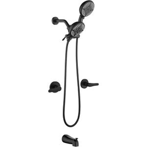 2 Handles Tub Shower Faucet Set Shower System with Tub Spout Bathtub Faucet Set Shower Tub Combo Set Complete Tub and Shower Trim Kit Matte Black