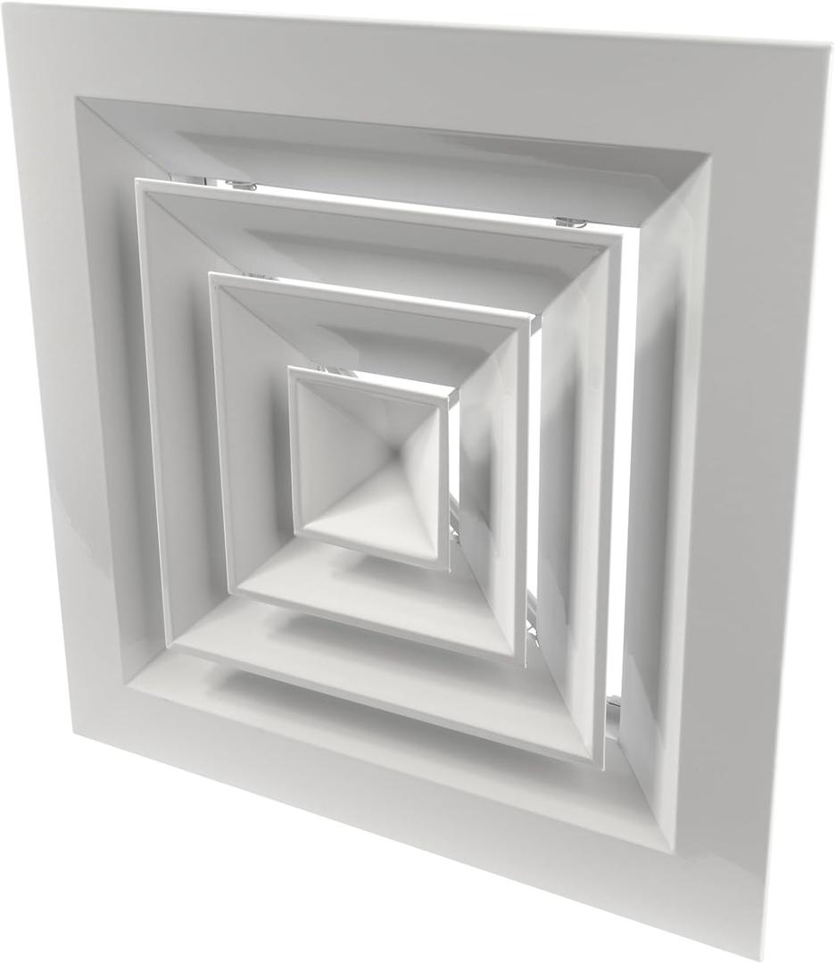 Repa Market 9" x 9" (Neck) Square Aluminum Ceiling Diffuser - Industrial 4 Way Supply Exhaust Ventilation, Air Conditioning - HVAC Horizontal Flow Duct Cover - Office Warehouse 14" x 14" (Outer)