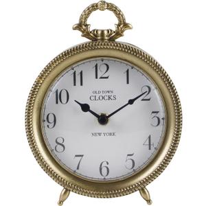 NIKKY HOME Table Clock, Vintage Desk Clock, Gold Table Clocks Non-Ticking Battery Operated Decorative Shelf Clock for Living Room Bedroom Gift Clocks