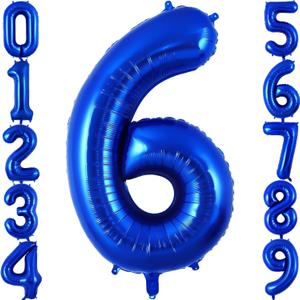 Navy blue Number 6 Balloon 40 Inch, Big Large Foil Dark Blue Number Balloons, Jumbo Giant Mylar Number 6 Balloons for 6 Year Old Birthday Party Decorations Anniversary Celebration
