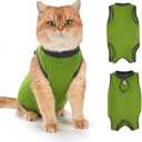 Avont Cat Recovery Suit for Surgery, Breathable Anti-Licking Onesie for Kittens, Surgical Post-Operative Protective Bodysuit, Comfortable Alternative to E-Collar -Green (L)