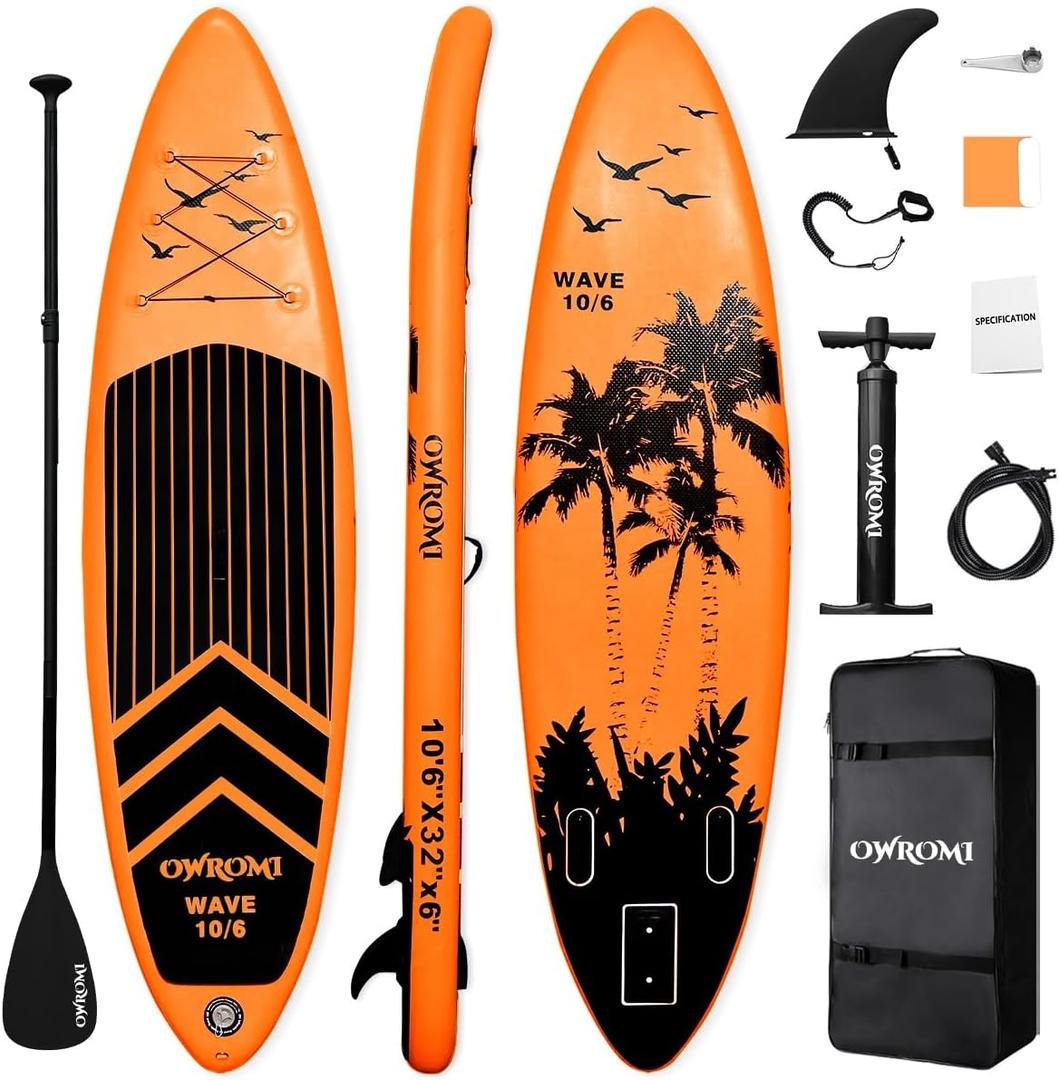 SUP Inflatable Stand Up Paddle Board 10'6" Ultra-Light Thick Paddleboard for All Skill Levels ISUP Paddle Board with Accessories, 10/6 Inflatable Paddle Boards for Adults & Youth