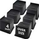 6 Pack Bed Risers 4 inch Heavy Duty, Oversized Furniture Risers, Black Bed Lifts Risers for Table, Sofa, Chair, Couch, Desk, Bed Frame Risers Supports Up to 6,500 Lbs
