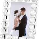 Briwooody 4 x 6 Inches Crystal Picture Frame Standing Clear Wedding Photo Frame for Home Tabletop Display Boutique Craft Decor (Round)