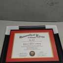 GMFrames 8.5x11 Wood Diploma Frame with Red Mat or Display 11x14 Certificates without Mat, Tempered Glass, Rustic Black Finish with Gold Trim