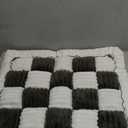 Funny Pet Couch Covers for Sofa Plush Checker Plaid Sofa Covers for Pets Washable 3 Cushion Couch Sofa Mat Friendly (Cream Black, 60x60 cm/23.6x23.6 in)