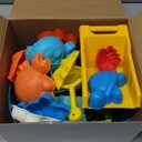 Sloosh Beach Sand Toys Set - Dump Truck Car Toy with Sand Molds for Toddlers Outdoor Play, Collapsible Foldable Buckets Mesh Bag Shovels Castle Animal Mold Sets, Kids Ages Sandbox Toys (Animals)