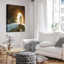 Christian Jesus Wall Art Jesus Leaves the Tomb Canvas Painting Resurrected Savior Leaves the Tomb Posters Prints He Is Risen Pictures for Church Home Bedroom living room Home Wall Decor Framed