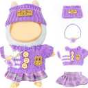 2 x Clothes for 17cm Dolls(NO Doll) , Outfits with Accessories, Purple Dress