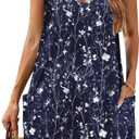 HOTOUCH Women's Casual Sundress with Pockets Summer Beach Dress Floral T-Shirts Dress V Neck Loose Tank Dresses (M)